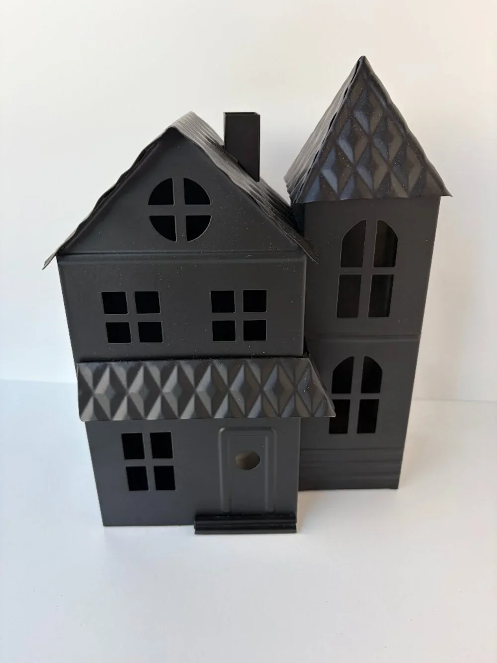 Hyde and EEK! Halloween Black Large Metal House Faux Tea Light  Retired Version